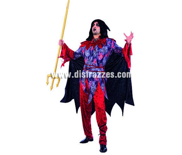 Disfraz de Diablo o Demonio Lucifer adulto deluxe para Halloween. Varias tallas. Incluye pantalón y camisa con capa. Tridente NO incluido, podrás ver Tridentes en la sección de Complementos. Alta calidad. Hecho en España. 
Éste disfraz de Halloween es ideal para celebrar la Fiesta de la Noche de las Brujas en Pubs, Discotecas, Casas particulares,  Restaurantes o Colegios y ayudar a crear un ambiente terrorífico y tenebroso indispensable para la Noche de Halloween la cual se celebra la víspera de Todos los Santos.
¡¡Compra tu disfraz para Halloween en nuestra tienda de disfraces, será divertido!!
