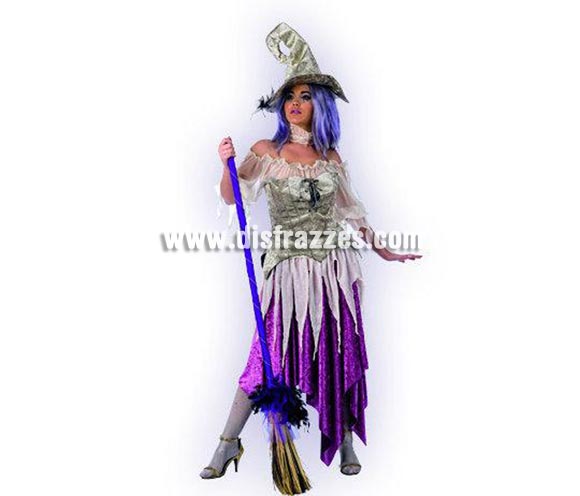 Disfraz de Bruja Violeta Extralujo adulta para Halloween. Varias tallas. Incluye camisa, falda, sombrero, gargantilla y corpiño. Escoba NO incluida, podrás ver escobas en la sección de Complementos. Altísima calidad. Hecho en España. Éste disfraz de Halloween es ideal para celebrar la Fiesta de la Noche de las Brujas en Pubs, Discotecas, Casas particulares,  Restaurantes o Colegios y ayudar a crear un ambiente terrorífico y tenebroso indispensable para la Noche de Halloween la cual se celebra la víspera de Todos los Santos.
¡¡Compra tu disfraz para Halloween en nuestra tienda de disfraces, será divertido!!
