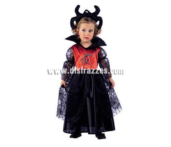 Disfraz de Vampira o Vampiresa Telaraña bebé deluxe para Halloween. Varias tallas. Incluye vestido y diadema. Alta calidad. Hecho en España. 
Éste disfraz de Halloween es ideal para celebrar la Fiesta de la Noche de las Brujas en Pubs, Discotecas, Casas particulares,  Restaurantes o Colegios y ayudar a crear un ambiente terrorífico y tenebroso indispensable para la Noche de Halloween la cual se celebra la víspera de Todos los Santos.
¡¡Compra tu disfraz para Halloween en nuestra tienda de disfraces, será divertido!!
