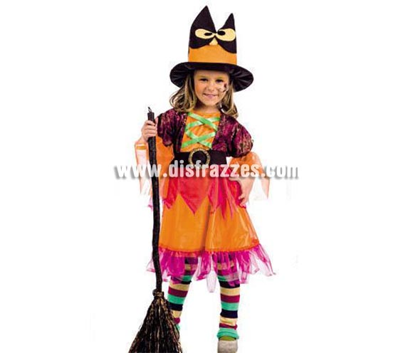Disfraz de Brujita Búho bebé deluxe para Halloween. Varias tallas. Incluye vestido, gorro y cinturón. Escoba NO incluida, podrás ver la en la sección Complementos. Alta calidad. Hecho en España. 
Éste disfraz de Halloween es ideal para celebrar la Fiesta de la Noche de las Brujas en Pubs, Discotecas, Casas particulares,  Restaurantes o Colegios y ayudar a crear un ambiente terrorífico y tenebroso indispensable para la Noche de Halloween la cual se celebra la víspera de Todos los Santos.
¡¡Compra tu disfraz para Halloween en nuestra tienda de disfraces, será divertido!!

