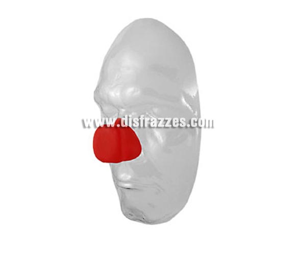 Nariz de Payaso roja grande, de latex (Latex Noses). Se utiliza para teatro, maquillaje de carnaval, películas y televisión.
 Si se usa correctamente, esta nariz se puede utilizar más de una vez.
Procedimiento
Retire la nariz de su caja y colóquelo sobre la piel para tener una idea más clara de si los bordes se amoldan bien y en dónde exactamente se necesitará el pegamento. Todas las partes que se van a colorear con un tono de piel (exceptuando los bordes) se deben colorear previamente con un poco de rojo para darle un efecto más natural a la piel. 
