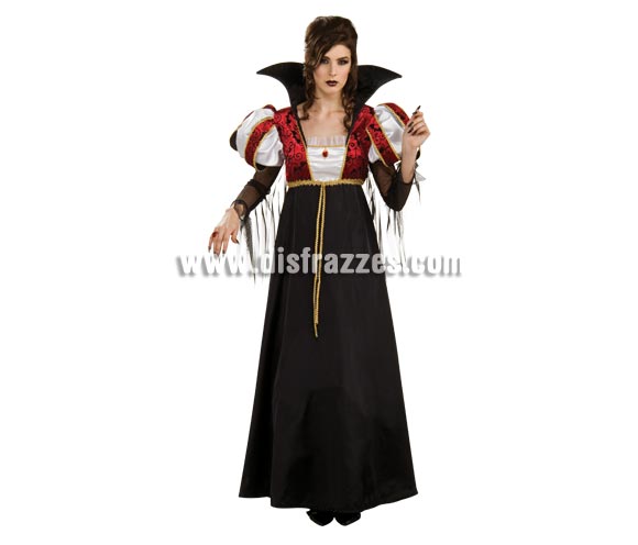 Disfraz de Vampira o Vampiresa Royal adulta para Halloween. Talla estándar de mujer. Incluye vestido. Éste disfraz de Halloween es ideal para celebrar la Fiesta de la Noche de las Brujas en Pubs, Discotecas, Casas particulares,  Restaurantes o Colegios y ayudar a crear un ambiente terrorífico y tenebroso indispensable para la Noche de Halloween la cual se celebra la víspera de Todos los Santos.
¡¡Compra tu disfraz para Halloween en nuestra tienda de disfraces, será divertido!!
