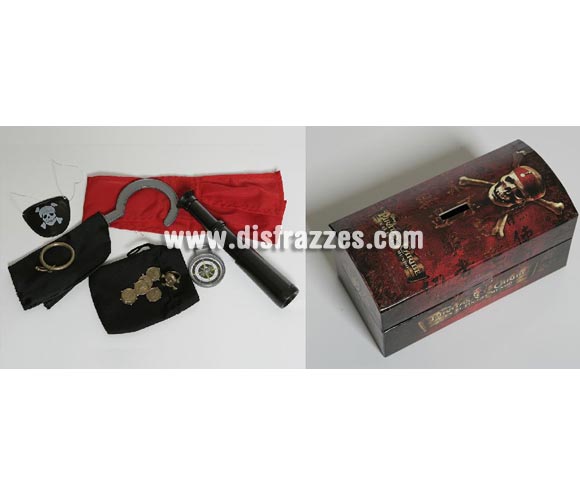 Baúl - Hucha Piratas. Incluye varios complementos para jugar a Los Piratas del Caribe. Ideal como regalo en Navidad, Reyes Magos, Cumpleaños o en cualquier fecha del año. Con éste regalo quedarás muy bien y seguro que a los peques les encantará, además hará que desarrollen su imaginación y que jueguen haciendo valer su fantasía.
¡¡Compra tu disfraz o tus complementos para regalar en nuestra tienda de disfraces, será divertido!!
