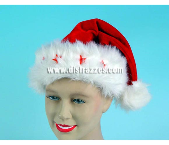 Sombrero o gorro de Papa Noel con luz 5 estrellas para Navidad. ¡¡Compra los complementos de tus disfraces en nuestra tienda de disfraces, será divertido!!