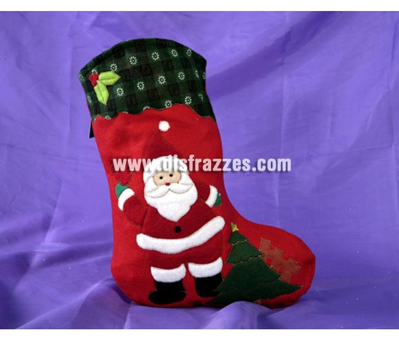Calcetín o Bota de fieltro 73 cm. Papa Noel con abeto para Navidad. ¡¡Compra la decoración de Navidad en nuestra tiendadedisfraces, será divertido!!