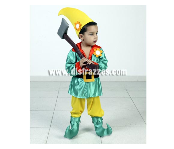 Disfraz de Gnomo para niño. Talla de 4 a 6 años. Incluye gorro, casaca, cinturón y pantalones con botas. Hacha NO incluida. Disfraz de Duende o Duendecillo para Navidad y Carnaval. ¡¡Compra tu disfraz para Carnaval o para Navidad en nuestra tienda de disfraces, será divertido!!