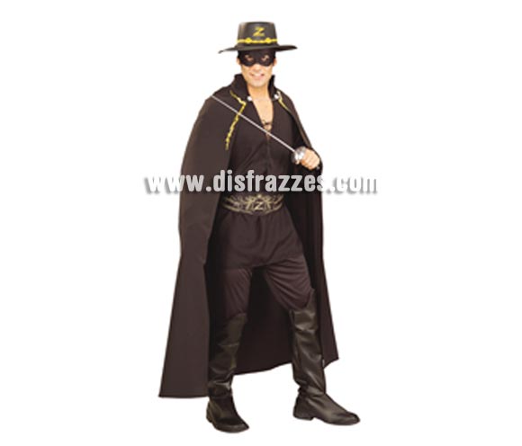 Disfraz de El Zorro adulto para Carnaval. Talla estándar. Incluye camisa, pantalones con cubrebotas, cinturón, capa y bandana con antifaz. Espada y Sombrero NO incluidos, podrás verlos en la sección Complementos. Ideal también para regalar en cualquier fecha del año y sobre todo en Navidad  y Reyes Magos. Éste disfraz de Carnaval es ideal para divertirse en las Fiestas de Carnavales tan divertidas y estrambóticas como siempre y que cada vez se celebran en más Pueblos, Villas  y Ciudades, tanto en la calle como en Pubs, Discotecas, Casas particulares, Restaurantes o Colegios y disfrazándote con un traje de Carnaval ayudarás a crear ese ambiente Carnavalesco, tan divertido, multicolor y variopinto que a todos nos fascina y nos divierte.
¡¡Compra tu disfraz para Carnaval en nuestra tienda de disfraces, será divertido!!

