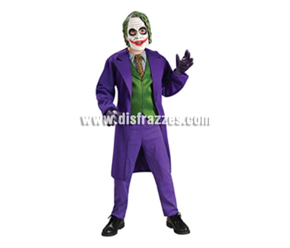 Disfraz de Joker infantil para Carnaval o Halloween. El Enemigo de Batman. Talla de 5 a 7 años. Disfraz con licencia perfecto como regalo. Incluye chaqueta con camisa, corbata, chaleco, pantalones y máscara. Éste disfraz es ideal para Carnaval, para Halloween y para regalar en Navidad, en Reyes Magos, para un Cumpleaños o en cualquier ocasión del año. Con éste disfraz harás un regalo diferente y que seguro que a los peques les encantará y hará que desarrollen su imaginación y que jueguen haciendo valer su fantasía. 
¡¡Compra tu disfraz para Carnaval o para regalar en Navidad o en Reyes Magos en nuestra tienda de disfraces, será divertido!!
