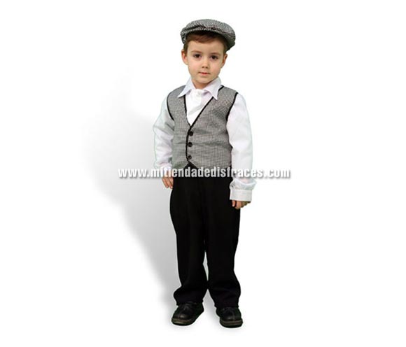 Disfraz de Chulapo infantil para la Feria de San Isidro. Talla de 1 a 2 años. Incluye chaleco, pantalón, camisa, pañuelo y gorra. Éste disfraz de Chulapo es ideal para celebrar las Fiestas o Ferias Madrileñas. ¡¡Compra tu disfraz para la Feria de San Isidro en nuestra tienda de disfraces, será divertido!! 