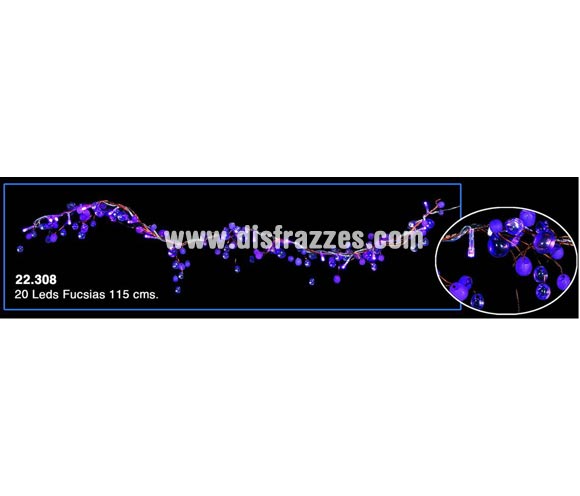 Rama de 20 LED de color fucsia de 115 cm. Baja tensión. Marca CE. Ideal para decorar el Hogar en Navidades. ¡¡Compra la decoración de Navidad en nuestra tienda de disfraces, será divertido!!