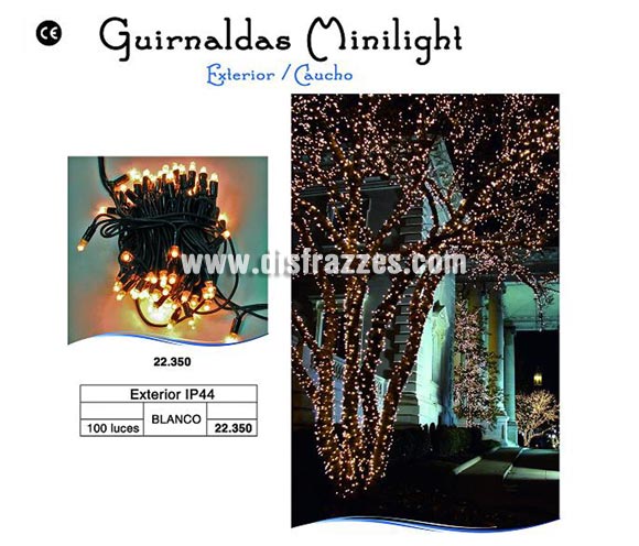 Guirnalda Mini light de 100 lámparas IP44 para exterior. Ideal para decoración en Navidades. ¡¡Compra la decoración de Navidad en nuestra tienda de disfraces, será divertido!!