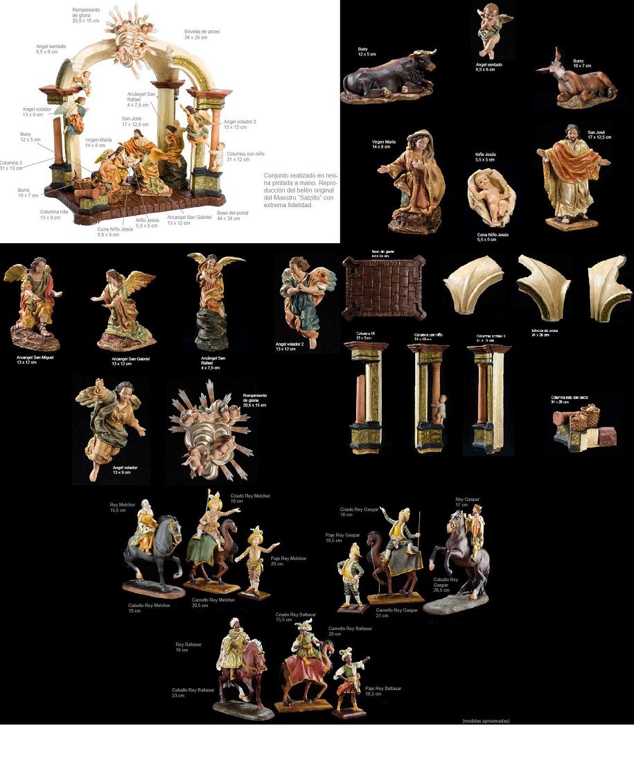 Fantástica reproducción del Belén diseñado por el maestro Francisco Salzillo para Navidad. Ideal para lucirlo en Casa en las Fiestas Navideñas. Pintado a mano. Éste maravilloso Belén de gran calidad y acabados es una representación de la obra maestra del escultor barroco Español expuesta en su Museo de Murcia. ¡¡Compra tu Belén para montarlo y decorar tu casa en Navidad, será divertido y bonito!!