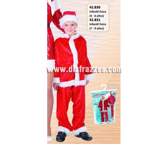 Conjunto de Papa Noel infantil Extra para Navidad económico. Talla de 4 a 6 años. Incluye gorro, chaqueta y pantalón. Éste traje de Papa Noel de niño para Navidad es ideal para la época Navideña en la que los niños hacen teatros de Belenes e interpretan canciones tradicionales en los Colegios y se comienzan a preparar las Fiestas en las que Reina la Paz y la Unidad. Disfrazándote con un disfraz para Navidad, o disfrazando a tus hijos con disfraces de Navidad, ayudas a crear ese ambiente mágico en el que los peques se sienten protagonistas y sienten el auténtico Espíritu Navideño que entre todos debemos crear.
¡¡Compra tu disfraz para Navidad en nuestra tienda de disfraces, será divertido!!
