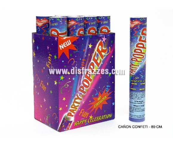 Cañón Confeti de 80 cm. para Bodas y Celabraciones. Lanza papeles de colores con aire comprimido al accionarlo y realiza un efecto Lluvia de papeles muy bonito para cualquier tipo de celebración. ¡¡Compra los artículos para tus Fiestas en nuestra tienda de disfraces, lo pasarás bien y será divertido!!