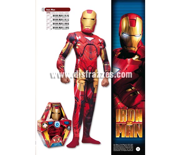 Disfraz de Iron Man infantil para Carnaval. Varias tallas. Incluye disfraz con músculos y careta. Presentación en caja regalo. Disfraz con licencia MARVEL perfecto como regalo.
Éste traje es perfecto para Carnaval y como regalo en Navidad, en Reyes Magos, para un Cumpleaños o en cualquier ocasión del año. Con éste disfraz harás un regalo diferente y que seguro que a los peques les encantará y hará que desarrollen su imaginación y que jueguen haciendo valer su fantasía. 
¡¡Compra tu disfraz para Carnaval o para regalar en Navidad o en Reyes Magos en nuestra tienda de disfraces, será divertido y quedarás muy bien!!

