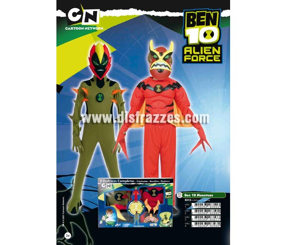 Disfraz de Ben 10 Monstruos infantil para Carnaval. Varias tallas. Incluye 2 disfraces + caretas. Presentación en caja regalo. Disfraz de Ben 10 Monstruos con licencia CARTOON NETWORK perfecto como regalo. Éste traje es perfecto para Carnaval y como regalo en Navidad, en Reyes Magos, para un Cumpleaños o en cualquier ocasión del año. Con éste disfraz harás un regalo diferente y que seguro que a los peques les encantará y hará que desarrollen su imaginación y que jueguen haciendo valer su fantasía. ¡¡Compra tu disfraz para Carnaval o para regalar en Navidad o en Reyes Magos en nuestra tienda de disfraces, será divertido y quedarás muy bien!! 
