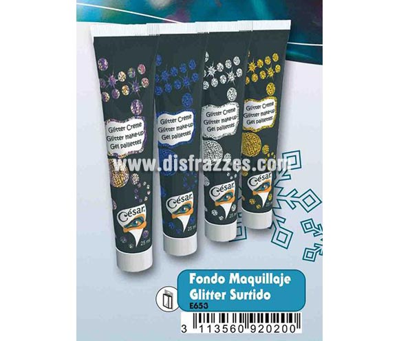 Fondo maquillaje Glitter de varios colores para Carnaval o Halloween. Éstos maquillajes son de calidad profesional, de larga duración y fácil uso. Dermatológicamente testado. Las fotos del embalaje pueden servir de modelo para maquillarse. Pueden también hacer uso de la imaginación para crear sus propios maquillajes. Artículo de Maquillaje ideal para caracterizarte en Carnaval, en Halloween o en cualquier fecha del año que tengas ocasión para ir de Fiesta a Pubs, Discotecas, Casas particulares, Restaurantes o Colegios y ayudar a crear un ambiente Festivo propio de la Fiesta a la que acudas.
¡¡Compra el maquillaje para tu disfraz de Carnaval o de Halloween en nuestra tienda de disfraces, será divertido!!
