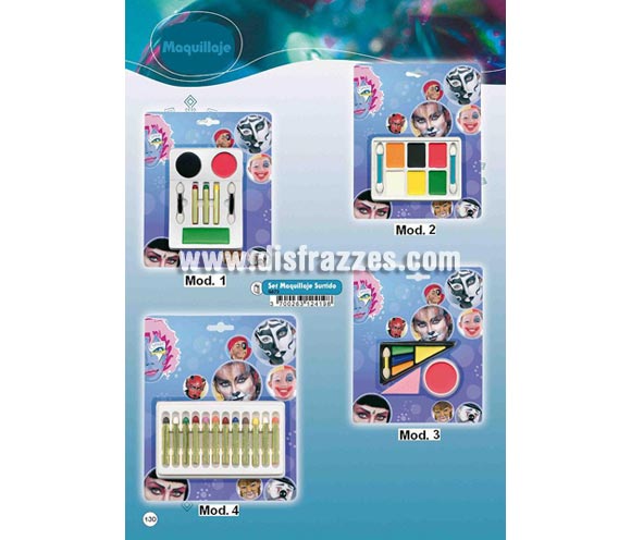 Set de maquillajes Surtidos para Carnaval y Halloween. Varios modelos. Artículo de Maquillaje ideal para caracterizarte en Carnaval, en Halloween o en cualquier fecha del año que tengas ocasión para ir de Fiesta a Pubs, Discotecas, Casas particulares, Restaurantes o Colegios y ayudar a crear un ambiente Festivo propio de la Fiesta a la que acudas.
¡¡Compra el maquillaje para tu disfraz de Carnaval o de Halloween en nuestra tienda de disfraces, será divertido!!
