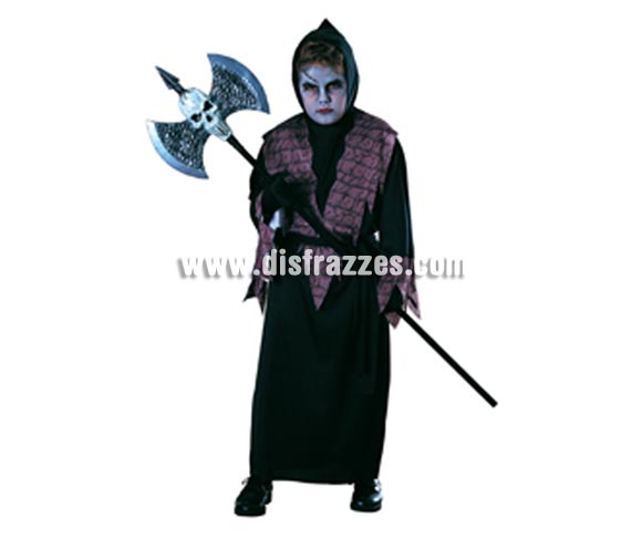 Disfraz de Verdugo del Infierno infantil para Halloween. Talla de 8 a 10 años. Incluye túnica con capucha y cinturón. Hacha NO incluida, podrás verla en la sección Complementos de Halloween. Éste disfraz de Halloween es ideal para celebrar la Fiesta de la Noche de las Brujas en Pub's, Discotecas, Casas particulares,  Restaurantes o Colegios y ayudar a crear un ambiente terrorífico y tenebroso indispensable para la Noche de Halloween la cual se celebra la víspera de Todos los Santos.
¡¡Compra tu disfraz para Halloween en nuestra tienda de disfraces, será divertido!!