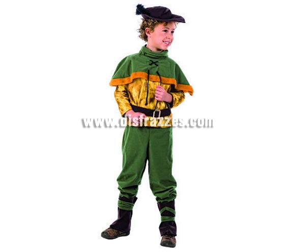 Disfraz de Robin Hood, el Príncipe de los Ladrones infantil Deluxe para Carnaval. Disponible en varias tallas. Incluye camisa, pantalón, capelina, sombrero, cinturón y polainas. Alta calidad pero de una línea más económica. Hecho en España. Éste disfraz de Carnaval es ideal para divertirse en las Fiestas de Carnavales tan divertidas y estrambóticas como siempre y que cada vez se celebran en más Pueblos, Villas  y Ciudades, tanto en la calle como en Pubs, Discotecas, Casas particulares, Restaurantes o Colegios y disfrazándote con un traje de Carnaval ayudarás a crear ese ambiente Carnavalesco, tan divertido, multicolor y variopinto que a todos nos fascina y nos divierte.
¡¡Compra tu disfraz para Carnaval en nuestra tienda de disfraces, será divertido!!
