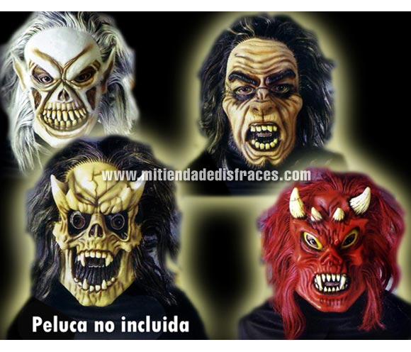 Máscara de Monstruo. Peluca NO incluida. Precio por unidad, se venden por separado. Cuando hagas el pedido no olvides indicarnos el modelo que quieres en las observaciones del pedido, si no lo haces, entenderemos que no tienes inconveniente en recibir cualquiera de los modelos mostrados en ésta imagen.