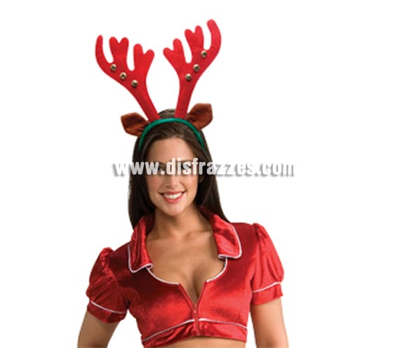 Diadema cuernos de Reno con cascabeles para Navidad. Talla estándar. Ideal para la Navidad. ¡¡Compra los accesorios para la Navidad en nuestra tienda de disfraces, será genial!!