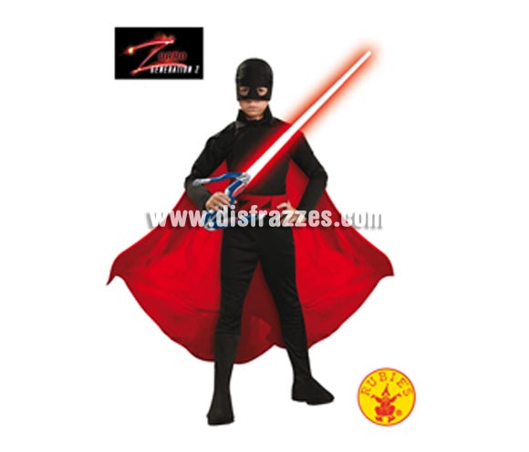 Disfraz de El Zorro Generación Z infantil para Carnaval. Talla de 3 a 4 años. Incluye jumpsuit (mono), capa, cinturón y bandana con antifaz. Disfraz de Diego de la Vega (El Zorro) con licencia perfecto para regalar.
Éste traje es perfecto para Carnaval y como regalo en Navidad, en Reyes Magos, para un Cumpleaños o en cualquier ocasión del año. Con éste disfraz harás un regalo diferente y que seguro que a los peques les encantará y hará que desarrollen su imaginación y que jueguen haciendo valer su fantasía. 
¡¡Compra tu disfraz para Carnaval o para regalar en Navidad o en Reyes Magos en nuestra tienda de disfraces, será divertido y quedarás muy bien!!
