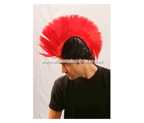 Peluca mohawk roja/negra.