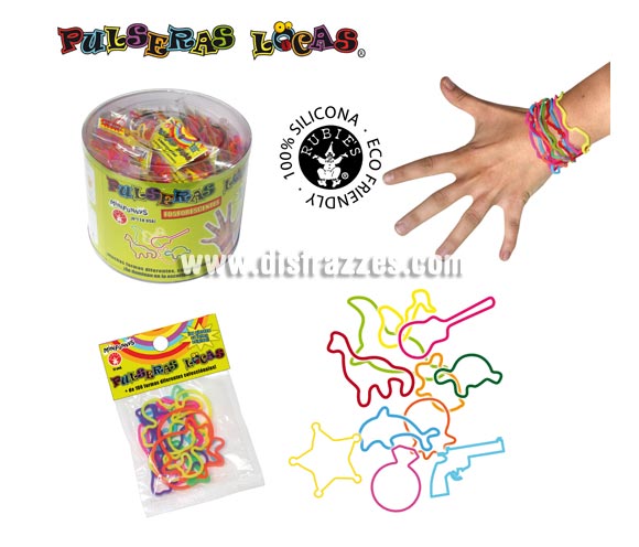 Pulseras locas con formas surtidas para niños (Bolsa de 12 uds.)