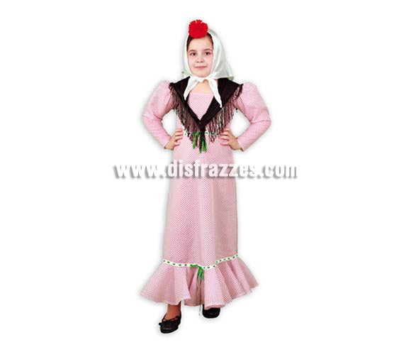 Disfraz de Madrileña o Chulapa barato con mantón negro infantil para Carnaval o para la Feria de San Isidro. Talla de 3 a 4 años. Incluye vestido, pañuelo de la cabeza y mantoncillo negro. Éste disfraz de Carnaval es ideal para divertirse en las Fiestas de Carnavales tan divertidas y estrambóticas como siempre y que cada vez se celebran en más Pueblos, Villas  y Ciudades, tanto en la calle como en Pubs, Discotecas, Casas particulares, Restaurantes o Colegios y disfrazándote con un traje de Carnaval ayudarás a crear ese ambiente Carnavalesco, tan divertido, multicolor y variopinto que a todos nos fascina y nos divierte.
¡¡Compra tu disfraz para Carnaval en nuestra tienda de disfraces, será divertido!!