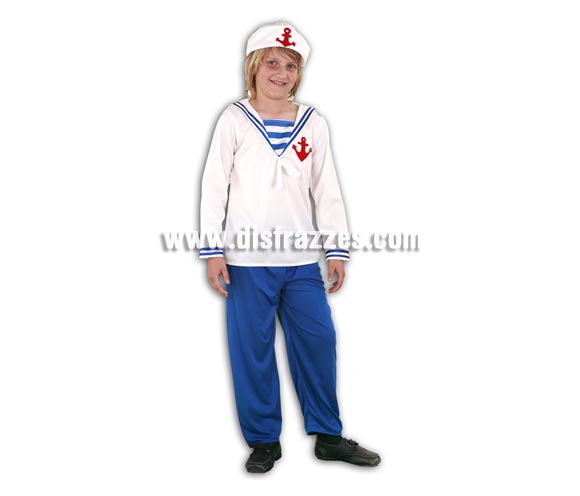 Disfraz de Marinero infantil barato para Carnaval. Talla de 5 a 6 años. Incluye gorro, camisa y pantalón. Éste disfraz de Marinero de niño para Carnaval es ideal para divertirse en las Fiestas de Carnavales tan divertidas y estrambóticas como siempre y que cada vez se celebran en más Pueblos, Villas  y Ciudades, tanto en la calle como en Pubs, Discotecas, Casas particulares, Restaurantes o Colegios y disfrazándote con un traje de Carnaval ayudarás a crear ese ambiente Carnavalesco, tan divertido, multicolor y variopinto que a todos nos fascina y nos divierte.
¡¡Compra tu disfraz para Carnaval en nuestra tienda de disfraces, será divertido!!
