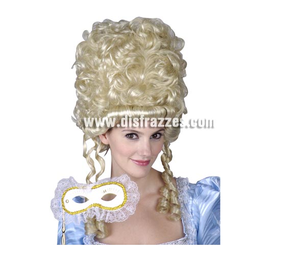 Peluca de Princesa de la Nobleza rubia para mujer. Talla Universal adultos. Ideal como complemento de tu disfraz de Época.
