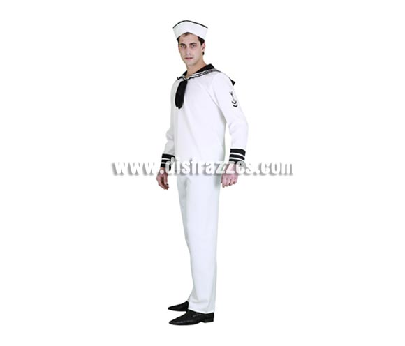 Disfraz de Marinero adulto para Carnaval. Talla única 52/54. Incluye gorra, camisa y pantalón. Éste disfraz de Marinero para Carnaval es ideal para divertirse en las Fiestas de Carnavales tan divertidas y estrambóticas como siempre y que cada vez se celebran en más Pueblos, Villas  y Ciudades, tanto en la calle como en Pubs, Discotecas, Casas particulares, Restaurantes o Colegios y disfrazándote con un traje de Carnaval ayudarás a crear ese ambiente Carnavalesco, tan divertido, multicolor y variopinto que a todos nos fascina y nos divierte.
¡¡Compra tu disfraz para Carnaval en nuestra tienda de disfraces, será divertido!!
