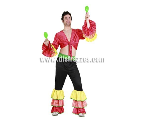 Disfraz de Rumbero adulto para Carnaval. Talla Standar M-L = 52/54. Incluye camisa y pantalón. Disfraz de Caribeño o Brasileño para hombre.