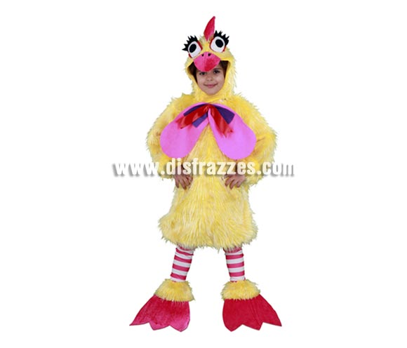 Disfraz de Gallina infantil para Carnaval. Talla de 5 a 6 años. Incluye gorro, mono, calentadores y cubrepies. 
¡¡Compra tu disfraz para Carnaval en nuestra tienda de disfraces, será divertido!!