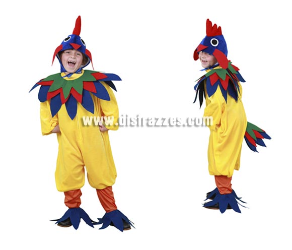 Disfraz de Gallo infantil para Carnaval. Talla de 5 a 6 años. Incluye gorro, cuello, vestido, mallas y cubrezapatos. 
¡¡Compra tu disfraz para Carnaval en nuestra tienda de disfraces, será divertido!!