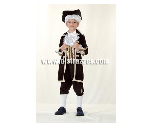 Disfraz de Cortesano infantil para Carnaval. Talla de 10 a 12 años. Incluye sombrero, chaqueta, pechera con cuello y pantalón. Éste disfraz de Época de niño para Carnaval es ideal para divertirse en las Fiestas de Carnavales tan divertidas y estrambóticas como siempre y que cada vez se celebran en más Pueblos, Villas  y Ciudades, tanto en la calle como en Pubs, Discotecas, Casas particulares, Restaurantes o Colegios y disfrazándote con un traje de Carnaval ayudarás a crear ese ambiente Carnavalesco, tan divertido, multicolor y variopinto que a todos nos fascina y nos divierte.
¡¡Compra tu disfraz para Carnaval en nuestra tienda de disfraces, será divertido!!
