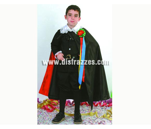 Disfraz barato de Tuno para Carnaval. Talla de 13 a 15 años o talla S de hombre. Incluye pantalón, chaqueta, capa y cinturón. Éste disfraz de Carnaval es ideal para divertirse en las Fiestas de Carnavales tan divertidas y estrambóticas como siempre y que cada vez se celebran en más Pueblos, Villas  y Ciudades, tanto en la calle como en Pubs, Discotecas, Casas particulares, Restaurantes o Colegios y disfrazándote con un traje de Carnaval ayudarás a crear ese ambiente Carnavalesco, tan divertido, multicolor y variopinto que a todos nos fascina y nos divierte.
¡¡Compra tu disfraz para Carnaval en nuestra tienda de disfraces, será divertido!!

