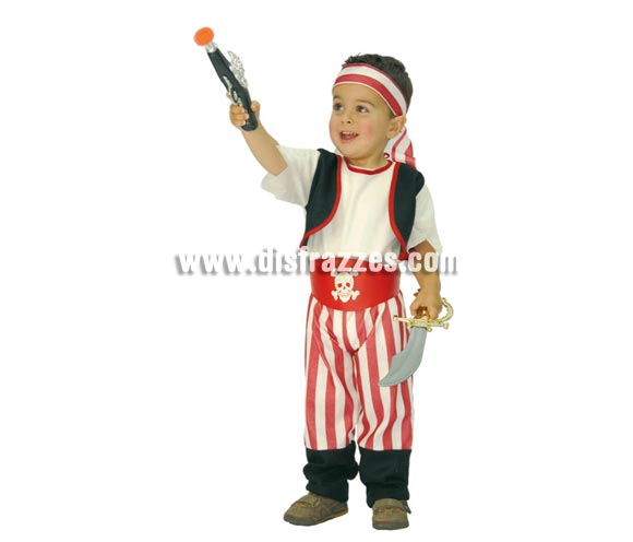 Disfraz barato de Pirata Baby para Carnaval. Talla de 2 a 4 años. Incluye cinta de la cabeza, camisa, chaleco cinturón y pantalones. Espada y pistola NO incluidos, podrá verlos en la sección de Armas. Éste disfraz de Carnaval es ideal para divertirse en las Fiestas de Carnavales tan divertidas y estrambóticas como siempre y que cada vez se celebran en más Pueblos, Villas  y Ciudades, tanto en la calle como en Pubs, Discotecas, Casas particulares, Restaurantes o Colegios y disfrazándote con un traje de Carnaval ayudarás a crear ese ambiente Carnavalesco, tan divertido, multicolor y variopinto que a todos nos fascina y nos divierte.
¡¡Compra tu disfraz para Carnaval en nuestra tienda de disfraces, será divertido!!
