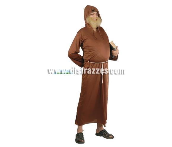 Disfraz barato de Monje o Fraile adulto para Carnavales. Talla única 52/54. Incluye traje con capucha y cinturón.