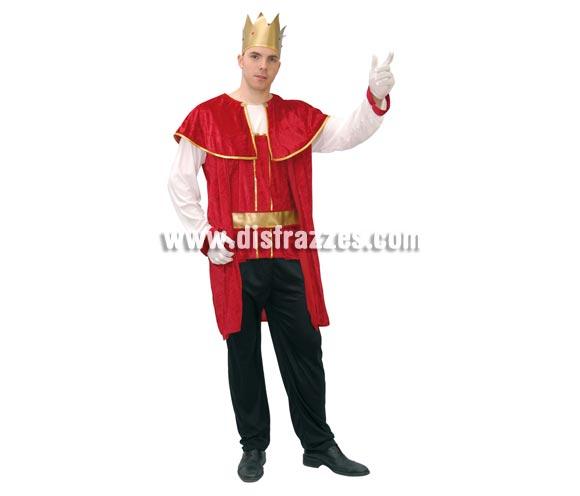 Disfraz de Rey Medieval adulto para Carnavales. Talla única 52/54. Incluye corona, casaca, cinturón y pantalón. Tela de terciopelo. Éste disfraz de Carnaval o traje de Medieval es ideal para celebrar las Fiestas o Ferias Medievales cada vez más arraigadas en nuestro País que se celebran tanto en Pueblos en la calle, como en Pubs, Discotecas, Casas particulares,  Restaurantes o Colegios y disfrazándote con un traje Medieval ayudarás a crear ese ambiente de la Edad Media, el Renacimiento o la Época Medieval, tan atractivo como aventurero y que a todos nos fascina.
¡¡Compra tu disfraz para Ferias Medievales en nuestra tienda de disfraces, será divertido!!
