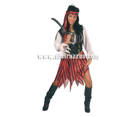 Disfraz de Pirata Corsé adulta para Carnavales. Talla única hasta la 42/44. Incluye cinta de la cabeza, corsé, camisa y falda. Espada NO incluida, podrás verla en la sección Complementos. Éste traje de Carnaval es ideal para divertirse en las Fiestas de Carnavales tan divertidas y estrambóticas como siempre y que cada vez se celebran en más Pueblos, Villas  y Ciudades, tanto en la calle como en Pubs, Discotecas, Casas particulares, Restaurantes o Colegios y disfrazándote con un traje de Carnaval ayudarás a crear ese ambiente Carnavalesco, tan divertido, multicolor y variopinto que a todos nos fascina y nos divierte.
¡¡Compra tu disfraz para Carnaval en nuestra tienda de disfraces, será divertido!!
