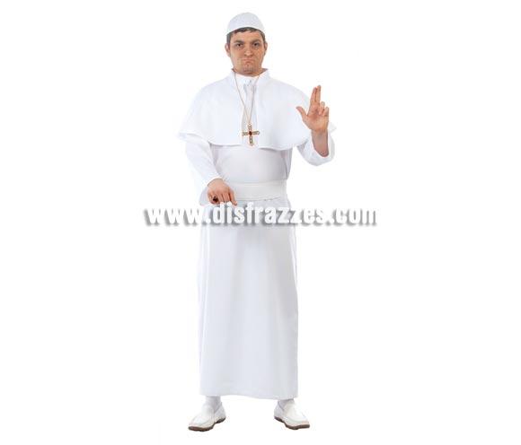 Disfraz de Papa adulto para Carnavales. Talla única 52/54. Incluye gorro, capelina, túnica y cinturón. Anillo y Cruz NO incluidos, podrás ver la cruz en la sección de Complementos con la ref. 16317GUI. Éste disfraz de Carnaval es ideal para divertirse en las Fiestas de Carnavales tan divertidas y estrambóticas como siempre y que cada vez se celebran en más Pueblos, Villas  y Ciudades, tanto en la calle como en Pubs, Discotecas, Casas particulares, Restaurantes o Colegios y disfrazándote con un traje de Carnaval ayudarás a crear ese ambiente Carnavalesco, tan divertido, multicolor y variopinto que a todos nos fascina y nos divierte.
¡¡Compra tu disfraz para Carnaval en nuestra tienda de disfraces, será divertido!!
