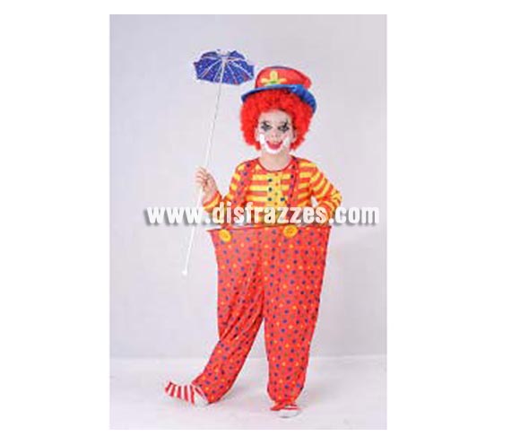 Disfraz barato de Payaso pantalones con aro infantil para Carnavales. Talla de 5 a 6 años. Incluye pantalón con aro, camisa con corbata y sombrero. Accesorios NO incluidos, podrás verlos en la sección de Complementos. Éste disfraz de Carnaval es ideal para divertirse en las Fiestas de Carnavales tan divertidas y estrambóticas como siempre y que cada vez se celebran en más Pueblos, Villas  y Ciudades, tanto en la calle como en Pubs, Discotecas, Casas particulares, Restaurantes o Colegios y disfrazándote con un traje de Carnaval ayudarás a crear ese ambiente Carnavalesco, tan divertido, multicolor y variopinto que a todos nos fascina y nos divierte.
¡¡Compra tu disfraz para Carnaval en nuestra tienda de disfraces, será divertido!!