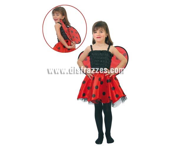 Disfraz barato de Mariquita infantil para niñas. Talla de 2 a 4 años. Incluye vestido y alas.