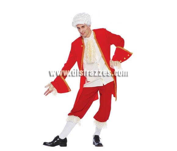 Disfraz de Mozart para hombre. Talla única 52/54. Incluye pechera, camisa, chaqueta, pantalón y calcetines. Peluca NO incluida, podrás verla en la sección de Complementos. Disfraz de Época de hombre o Duque ideal para Fiestas y por supuesto para Carnavales.