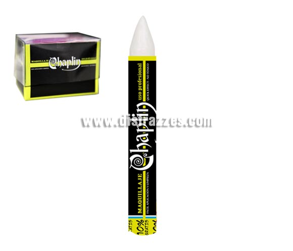 Lápiz maquillaje de 11 cm. y 15 gr. de color blanco. Artículo de Maquillaje ideal para caracterizarte en Carnaval, en Halloween o en cualquier fecha del año que tengas ocasión para ir de Fiesta.