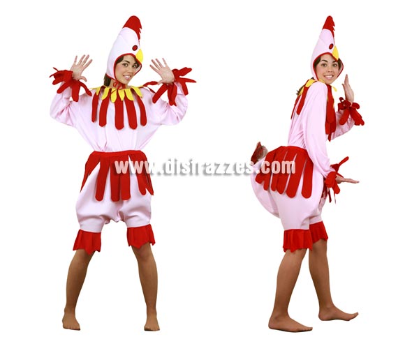 Disfraz de Gallina rosa para mujer. Talla Standar M-L = 38/42. Incluye camisa, pantalón y gorro. Un disfraz muy divertido y cachondo para Carnaval o para cualquier Fiesta.