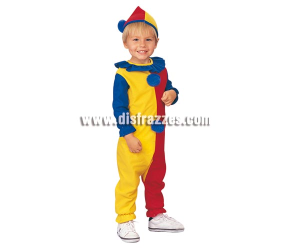 Disfraz de Payaso para niños de 1 a 2 años. Incluye traje completo y gorro. Disfraz muy divertido para los niños, para cualquier fiesta. 