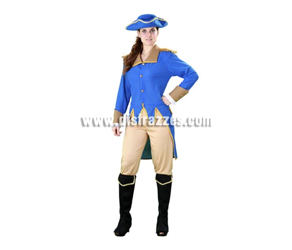 Disfraz de Giorgina Washington para mujer. Talla única 38/42. Incluye sombrero, chaqueta , pantalón y cubrebotas. Éste disfraz es como la peli del Patriota pero para chicas, muy original ¡di que sí! Excelente relación calidad - precio.